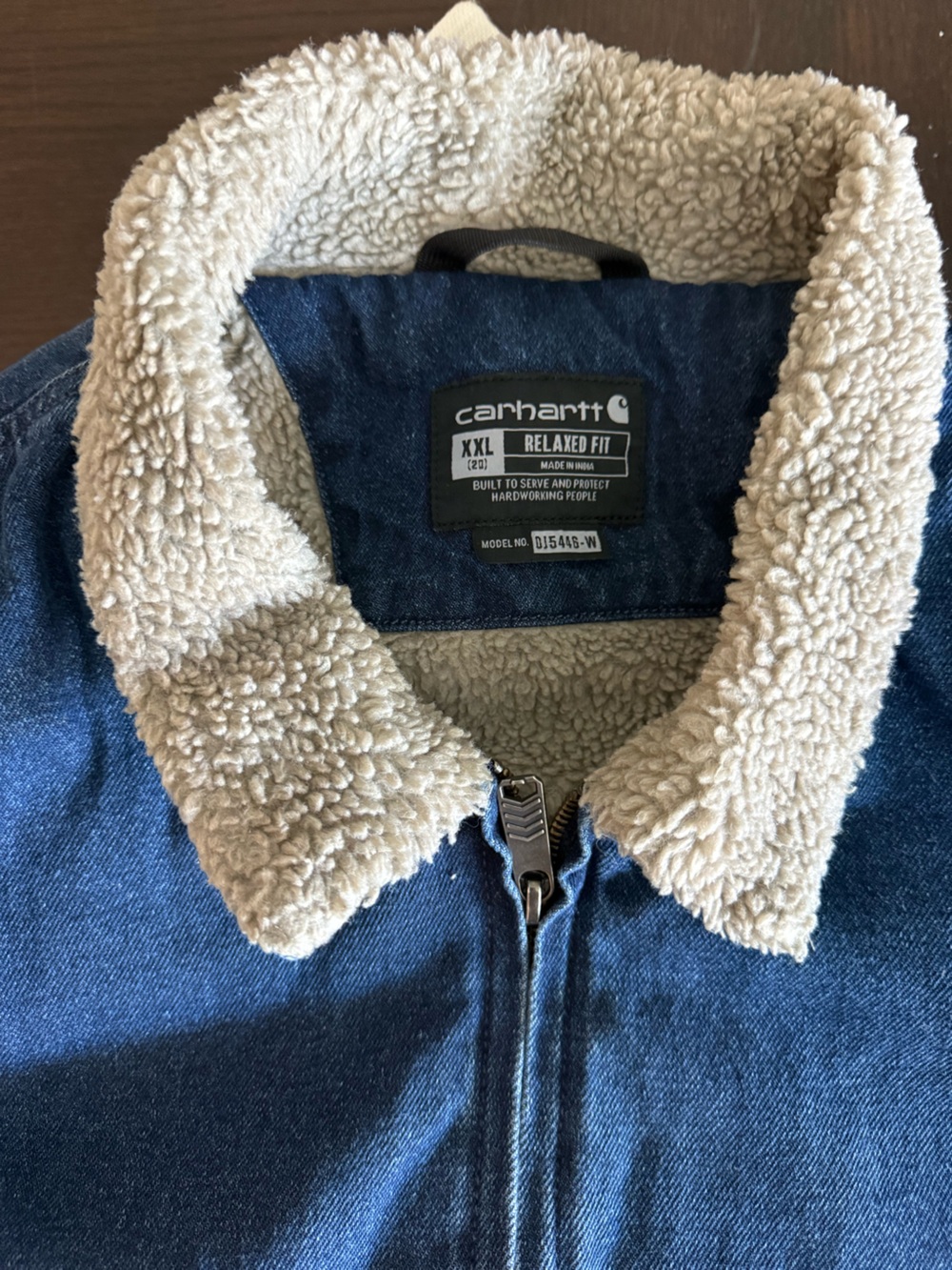 Carhartt Women's Dark Blue Sherpa-Lined Denim Jacket (Runs small) - Picture 4 of 6